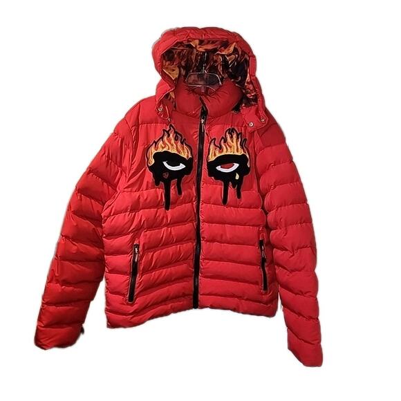 Roku Studio Burning Eyes Bubble Red Puffer Jaket Plus Men's 2XL - Picture 1 of 8